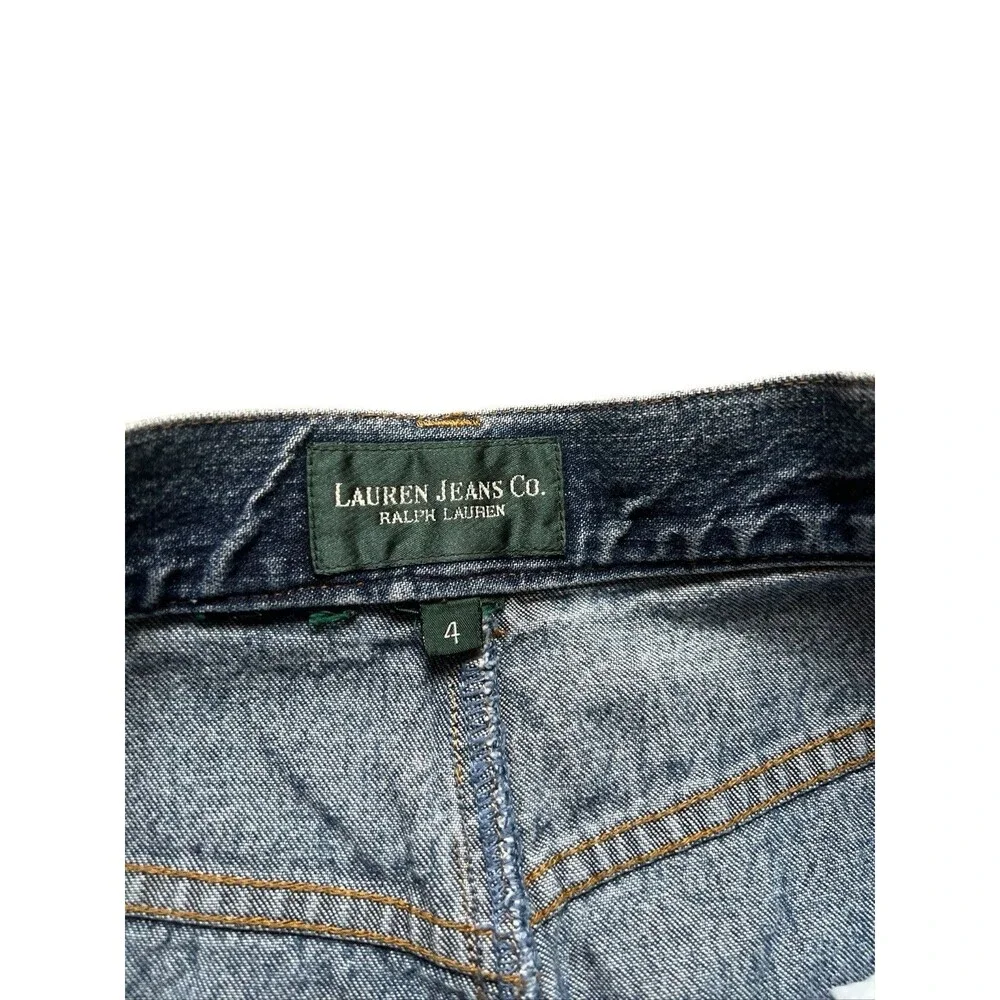 Vintage 90s Ralph Lauren Jeans Dark Wash Denim Patchwork Midi Skirt Size 4